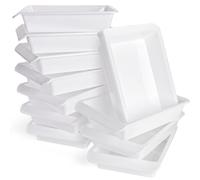 Yopay 9 Pack Plastic Art Tray for Classroom, White Craft Trays for Kids, Paper Organizer Bins, Activity Organizer Serving Tray for DIY Projects, Painting, Beads, Slime Sensory Toys