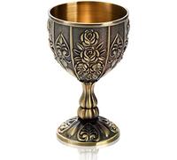 Yopay Handmade Goblet Chalice, Vintage Engraving Wine Liqueur Cup, 3.4OZ Food Safe Sturdy Drinking Vessel Shot Glasses for Buddha Weddings Home Decor Blessings