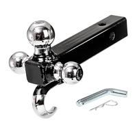 Yopay Trailer Hitch Tri-Ball Mount with Hook, Tactical Tow Hook 3 Ball Truck Hitch, Trailer Ball Size 1-7/8", 2" and 2-5/16", Fit 2 Inch Hitch Receiver