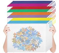 YOPCDJ 24pcs Mesh Zipper Pouch Bags, Large A3 17x12 Inches Reusable Zipper Bags Puzzle Storage 8 Colors Multipurpose for Board Games Travel Office Supplies and Home Organization