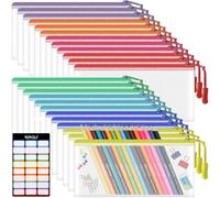 YOPCDJ 24pcs Pencil Pouches Bulk, Mesh Zipper Pouch Bags 9.3 x 4.7 Inches, 8 Color Small Clear Pencil Case Bags for Travel Cosmetics, Classroom Organization and School Office Supplies