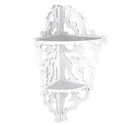 Yopeissn 1 Piece 2 Tier Wall Mounted Carved Home Bathroom Corner Shower Storage Shelf Corner Shelf White Total Height About 45cm Corner Display Rack for Decoration