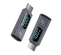Yopeissn 2 Piece USB C Adapter,100W USB C Female to USB C Male Extension Adapter Gray Plastic Type C Power Meter Tester with Digital Display