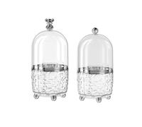 Yopeissn 2PCS Makeup Brush Holder with Lid 360 Rotating Clear Dustproof Make Up Brushes Container for Vanity Desktop Easy to Use About 12 X 25cm -A