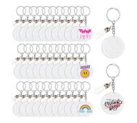 Yopeissn 40Pieces Acrylic Keychain Blanks with Tassels and Key Rings 2 Inch Round Glitter Acrylic for DIY Keychain Crafts and Art