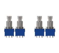 Yopeissn 4Pcs Guitar Effect Switches 9-Pin 3Pdt Guitar Effects Pedal Box Stomp Foot Metal Switch True Bypass Blue