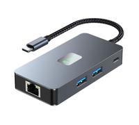 Yopeissn 6-In-1 USB 3.2 Type C Hub Laptop Docking Station Gigabit+USB3.2(10Gbps)+4K/60Hz HD+PD100W Fast Charge