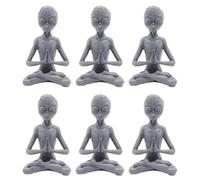 Yopeissn 6PCS Garden Statue Meditating Sculptures, Meditating Resin Ornament, UFO Indoor Outdoor Garden Decor