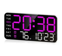 Yopeissn 8.4In Large Digital Wall Clock,Led Alarm Clock with Big Digits, Date, Temperature, for Room, Bedroom, Gift,