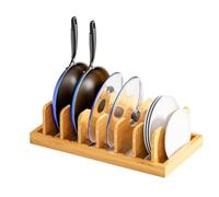 Yopeissn Bamboo Pot Lid Organizer for Cabinet & Kitchen Counter, Pan Lid Organizer Inside Cabinet, Pot Lid Holder, Sheet Pan Rack