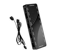 Yopeissn Chassis Fan Light Controller 2 in 1 PWM + ARGB Hub Dual Eight-Way Splitter 8-Port Hub