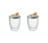 Yopeissn Double Wall Glass Water Cup with Leak-Proof Lid - Insulated Transparent Coffee Mug for Milk, Tea, Juice Drinkware Orange