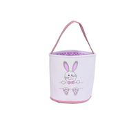 Yopeissn Easter Bunny Basket Buckets, Cute Personalized Canvas Cotton Tote Bags Basket for Easter Party Gifts Pink-White Easy Install Easy to Use