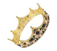 Yopeissn Gold Crowns for Men - Baroque Vintage Rhinestone, Men'S Full Crown for Theater Prom Party