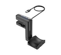 Yopeissn Headphone Bracket Swivel Mounted PCHeadset Display Stand Holder with USB Ports Hub Under Desk Earphones Hanger Hook,B
