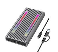 Yopeissn USB C Dual Protocol M2 NVMe SSD Enclosure 10Gbps PCIe SSD Box M.2 NVMe NGFF 5Gbps SSD Disk Case with RGB LED Light, Easy to Use