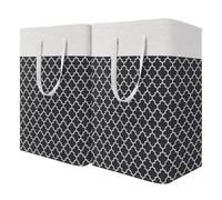 Yopeissn Waterproof Clothes Hamper, Tall Laundry Tub, Bedroom, Bathroom, Dorm Clothes Hamper, 2 Pack, Black