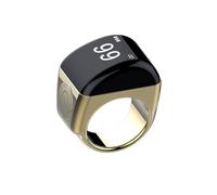 Yopeissn Zinc Alloy Smart Ring with Charging Box Waterproof Digital Counter APP Controlled Display 5 Prayer Time Reminders Gold,18mm
