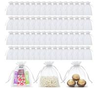 Yopela 60 PCS White Organza Bags, 3.5x4.7 Inch mesh bags drawstring for Jewelry, Wedding Favors &Party Supplies, Elegant Mesh Pouches for Favor Sachets and Small Item Storage