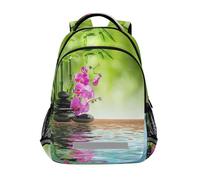 Yopersonalizes Backpack for Boys Girls, Flower Zen Stone Kids Schoolbags for Elementary Primary Middle Secondary School Bookbags Back Pack Rucksack for Teenage College