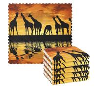 Yopersonalizes Cleaning Cloths 6 Pack African Giraffe Tea Towel Kitchen Dish Cloths for Washing Up Absorbent Reusable Catering Bar Dish Towel for Home Household