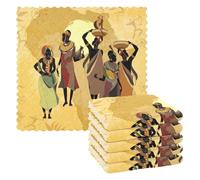 Yopersonalizes Cleaning Cloths 6 Pack Ethnic African Women Tea Towel Kitchen Dish Cloths for Washing Up Absorbent Reusable Catering Bar Dish Towel for Home Household