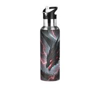 Yopersonalizes Insulated Water Bottle with Straw 1 L/32 oz Dragon Lightning Stainless Steel Sports Water Bottles Leakproof Hot Cold Metal Drink Flask for Travel Gym