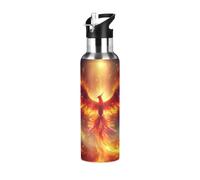 Yopersonalizes Insulated Water Bottle with Straw 1 L/32 oz Phoenix Fire Stainless Steel Sports Water Bottles Leakproof Hot Cold Metal Drink Flask for Travel Gym