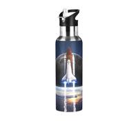 Yopersonalizes Insulated Water Bottle with Straw 600 ml/20 oz Earth Planet Space Stainless Steel Sports Water Bottles Leakproof Hot Cold Metal Drink Flask for Travel Gym
