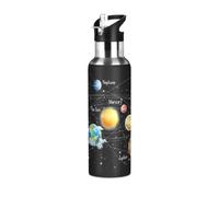 Yopersonalizes Insulated Water Bottle with Straw 600 ml/20 oz Solar System Planets Stainless Steel Sports Water Bottles Leakproof Hot Cold Metal Drink Flask for Travel Gym
