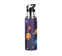 Yopersonalizes Insulated Water Bottle with Straw 600 ml/20 oz Space Solar System Stainless Steel Sports Water Bottles Leakproof Hot Cold Metal Drink Flask for Travel Gym