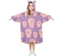 Yopersonalizes Kids Oversized Blanket Hoodie for Boys Girls, Cute Pig Polka Dot Fleece Wearable Hoodie Blanket with Pocket Hooded Sweatshirt for Children Teen Multicolor