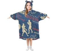 Yopersonalizes Kids Oversized Blanket Hoodie for Boys Girls, Sport Boxing Fleece Wearable Hoodie Blanket with Pocket Hooded Sweatshirt for Children Teen Multicolor