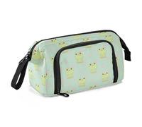 Yopersonalizes Large Pencil Case for Girls Boys Cute Frog Flower Pencil Bag for Secondary School Supplies Office Stationery Organised Pencil Pouch for Kids Teen Student Women
