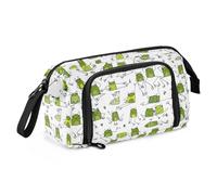 Yopersonalizes Large Pencil Case for Girls Boys Cute Green Frog Pencil Bag for Secondary School Supplies Office Stationery Organised Pencil Pouch for Kids Teen Student Women