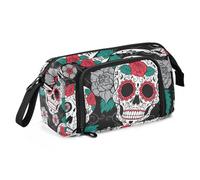 Yopersonalizes Large Pencil Case for Girls Boys Sugar Skull Flower Pencil Bag for Secondary School Supplies Office Stationery Organised Pencil Pouch for Kids Teen Student Women