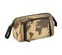 Yopersonalizes Large Pencil Case for Girls Boys Vintage World Map Pencil Bag for Secondary School Supplies Office Stationery Organised Pencil Pouch for Kids Teen Student Women