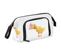 Yopersonalizes Large Pencil Case for Girls Boys Watercolor Duck Flower Pencil Bag for Secondary School Supplies Office Stationery Organised Pencil Pouch for Kids Teen Student Women