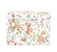 Yopersonalizes Storage Boxes with Lids, Fox Mushroom Collapsible Fabric Storage Cube with Handles, Storage Baskets for Shelves Clothes Toys Wardrobe 42x32x30 cm