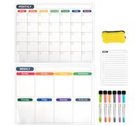 YOPEUC 3 Pack Magnetic Calendar for Fridge, Weekly Planner Whiteboard Calendar for Fridge, Magnetic Monthly Planner for Fridge with 6 Markers and 1 Eraser for Fridge Adults and Children 40 x 30cm