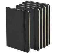 YOPEUC 5PCS Black Note Books A5 Lined Notebook Leather with Elastic Closure, A5 Journal Notebook Hardcover Executive Notebooks for Business Work, School