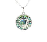 YOPI Abalone Shell Lotus Guanyin Moon Life Tree Pendant - Spiritual Jewelry for Mindfulness and Harmony(SunMoon)