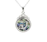 YOPI Abalone Shell Lotus Guanyin Moon Life Tree Pendant - Spiritual Jewelry for Mindfulness and Harmony(Dragon)