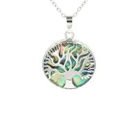 YOPI Abalone Shell Lotus Guanyin Moon Life Tree Pendant - Spiritual Jewelry for Mindfulness and Harmony(TreeofLife)