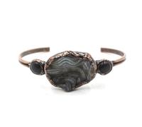 YOPI Amorphous Starry Sky Agate Crystal Bracelet - Retro Ethnic Style Hand Jewelry for Women(Obsidian)