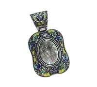 YOPI Antique Ethnic Cloisonne Pendant with Amethyst Powder, Red Agate, Black Shell, and Tiger Stone - Unique DIY Jewelry Making Supplies(C10400-1)