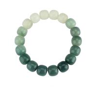 YOPI Bodhi Root Bracelet with Gradient White Jade and Green Barrel Beads - Elegant Rosary Single Ring Bracelet