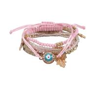 YOPI Bohemian Multi-Layer Beaded Tassel Bracelets for Women - Handmade Jewelry for Boho Style Lovers(Devil'seyepink)