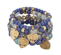 YOPI Bohemian Multi-Layer Beaded Tassel Bracelets for Women - Handmade Jewelry for Boho Style Lovers(Xhy035darkblue)