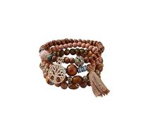 YOPI Bohemian Multi-Layer Beaded Tassel Bracelets for Women - Handmade Jewelry for Boho Style Lovers(Xhy011brown)
